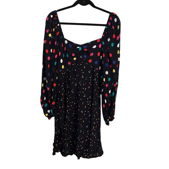 Rixo for Target Polkadot Swing Dress SZ 8 Retro Puff Sleeve Sweetheart Neckline - Picture 3 of 11